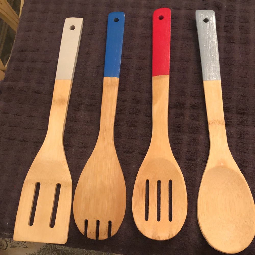 Colorful Bamboo Kitchen Utensil Set